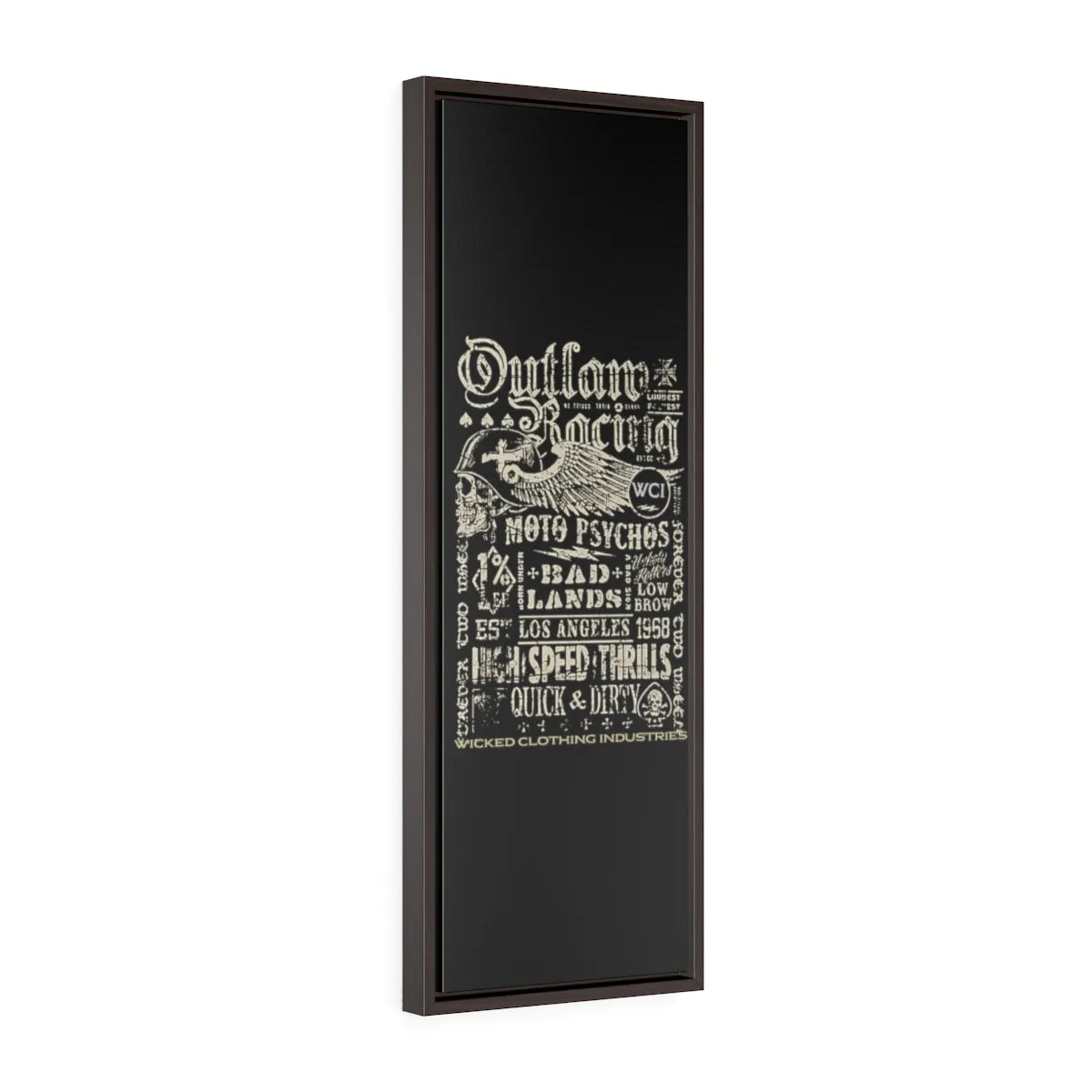 Outlaw Racing/ Faded White/Vertical Framed  Wrap Canvas