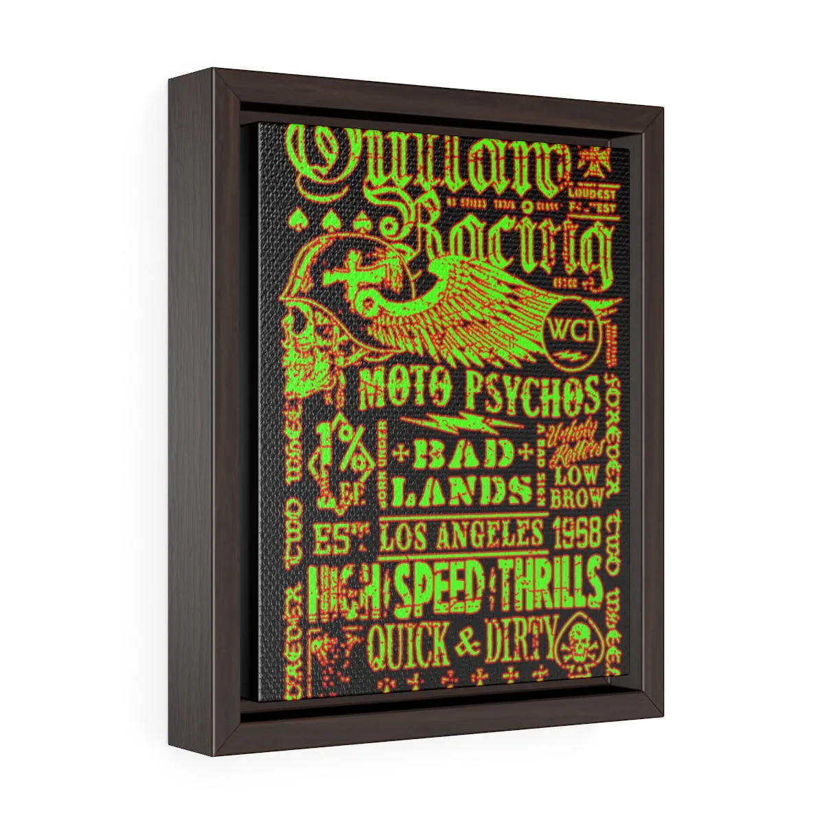 Outlaw Racing/Green/Red/Vertical Framed Wrap Canvas