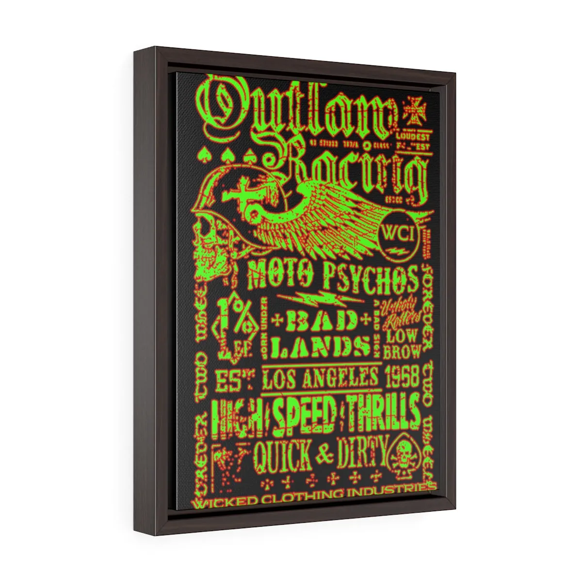 Outlaw Racing/Green/Red/Vertical Framed Wrap Canvas