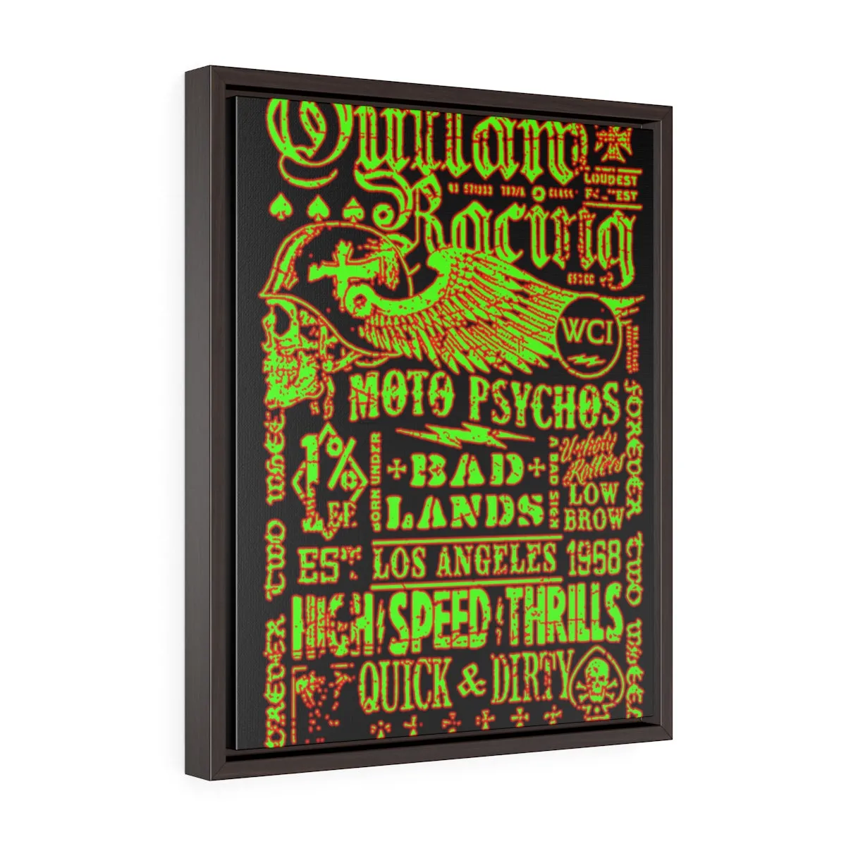 Outlaw Racing/Green/Red/Vertical Framed Wrap Canvas