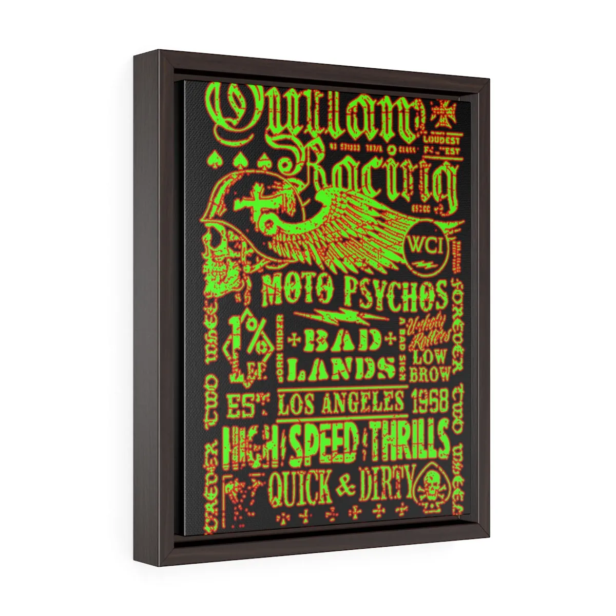 Outlaw Racing/Green/Red/Vertical Framed Wrap Canvas