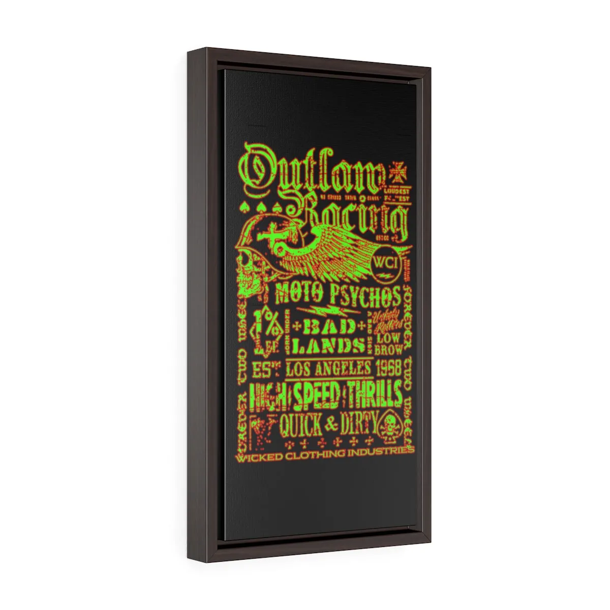 Outlaw Racing/Green/Red/Vertical Framed Wrap Canvas