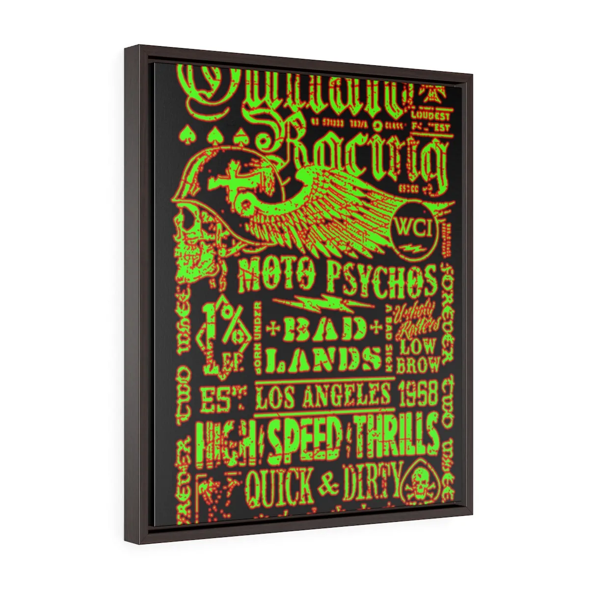 Outlaw Racing/Green/Red/Vertical Framed Wrap Canvas