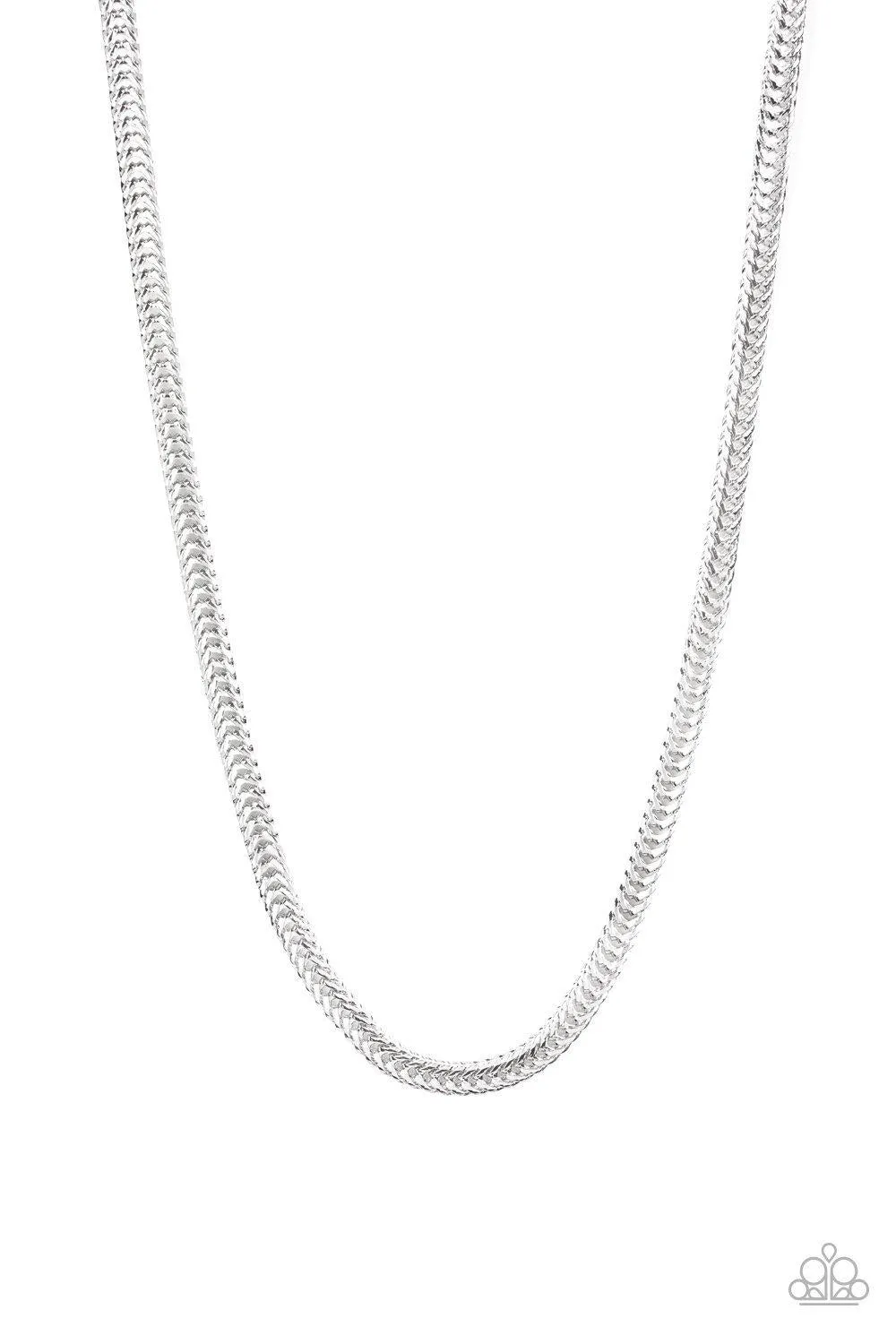 Paparazzi " Knockout King " Men's Silver Classic Flat Franco Chain Link Necklace