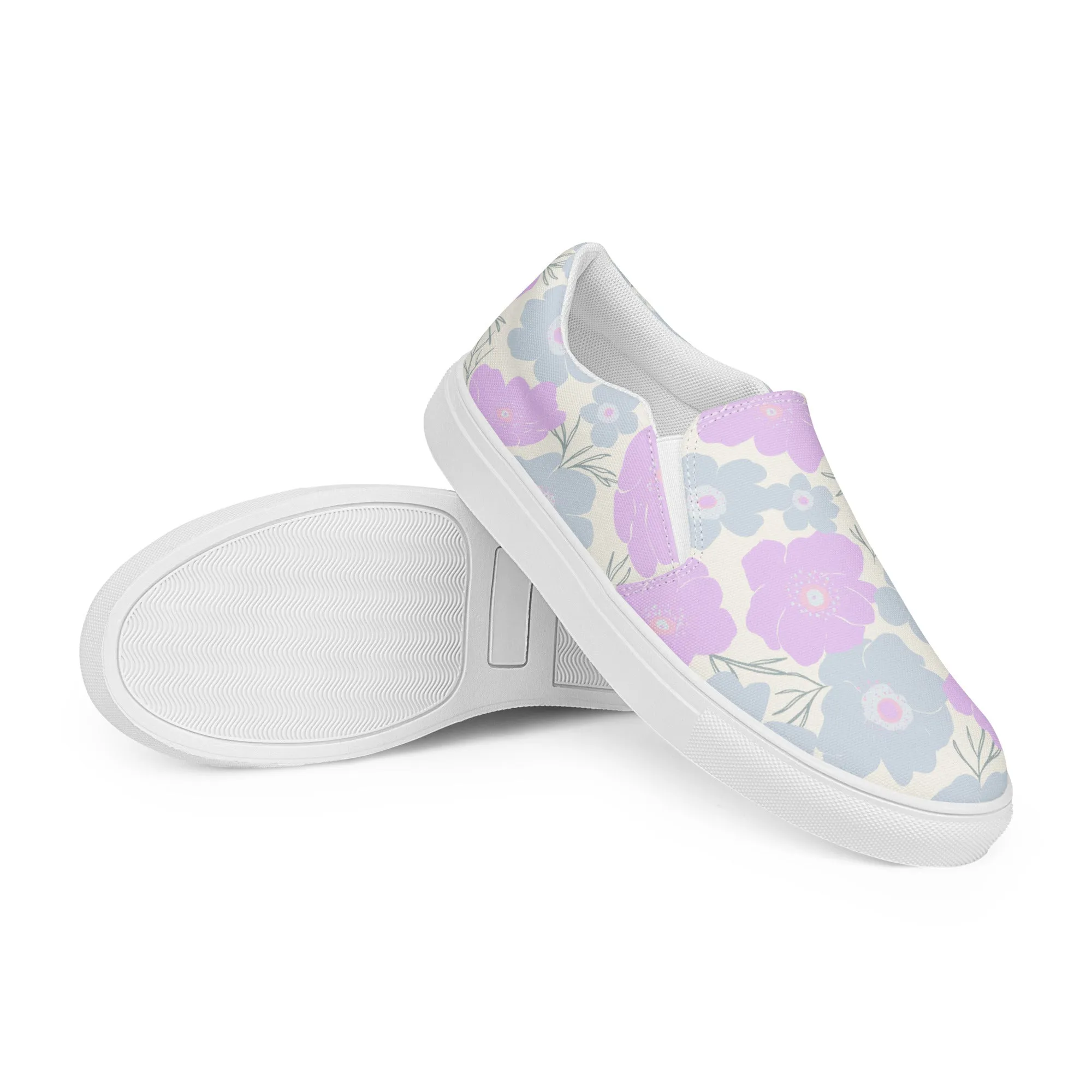 Pastel Floral - Sustainably Made Women's  Slip-On Canvas Shoes