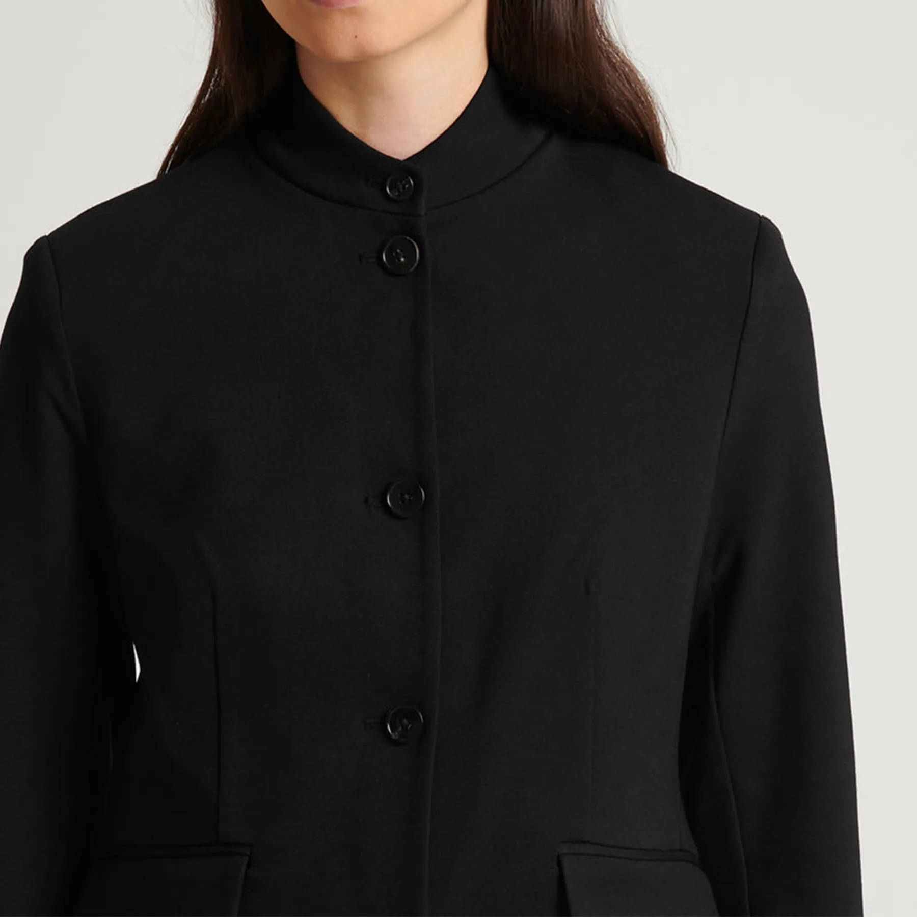 Patrick Assaraf Ponte Collarless Single Breasted Blazer - Black