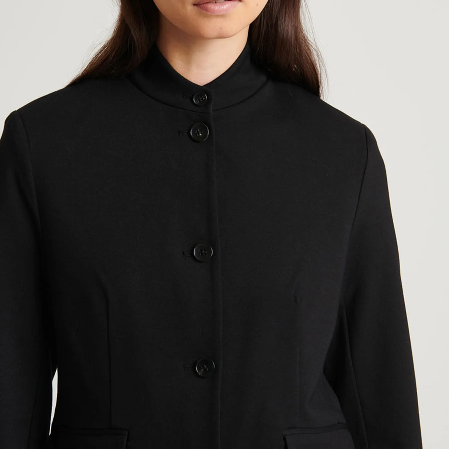 Patrick Assaraf Ponte Collarless Single Breasted Blazer - Black