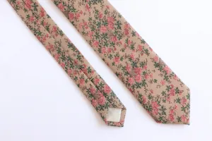 Pink, Green, & Tan Skinny Tie