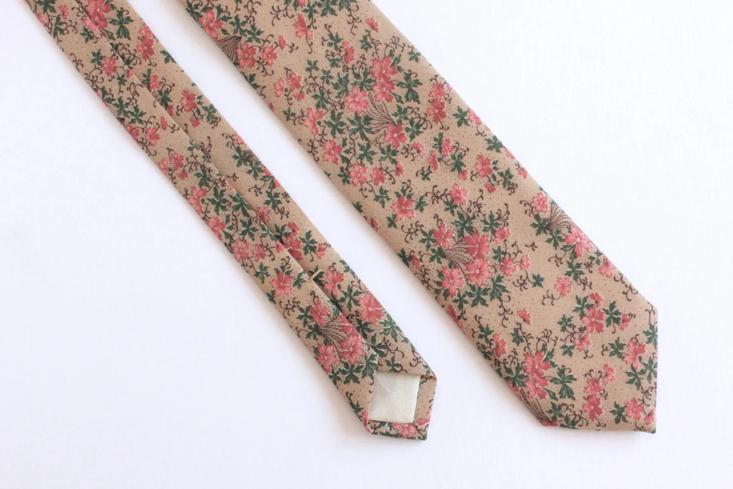 Pink, Green, & Tan Skinny Tie