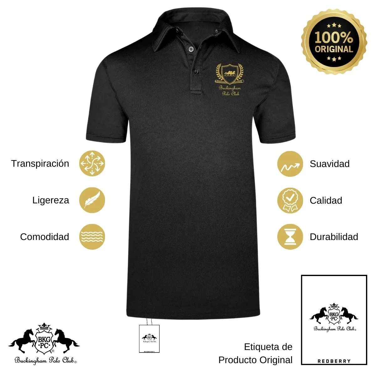 Playera Deportiva Hombre Tipo Polo  Buckingham Polo Club Royal