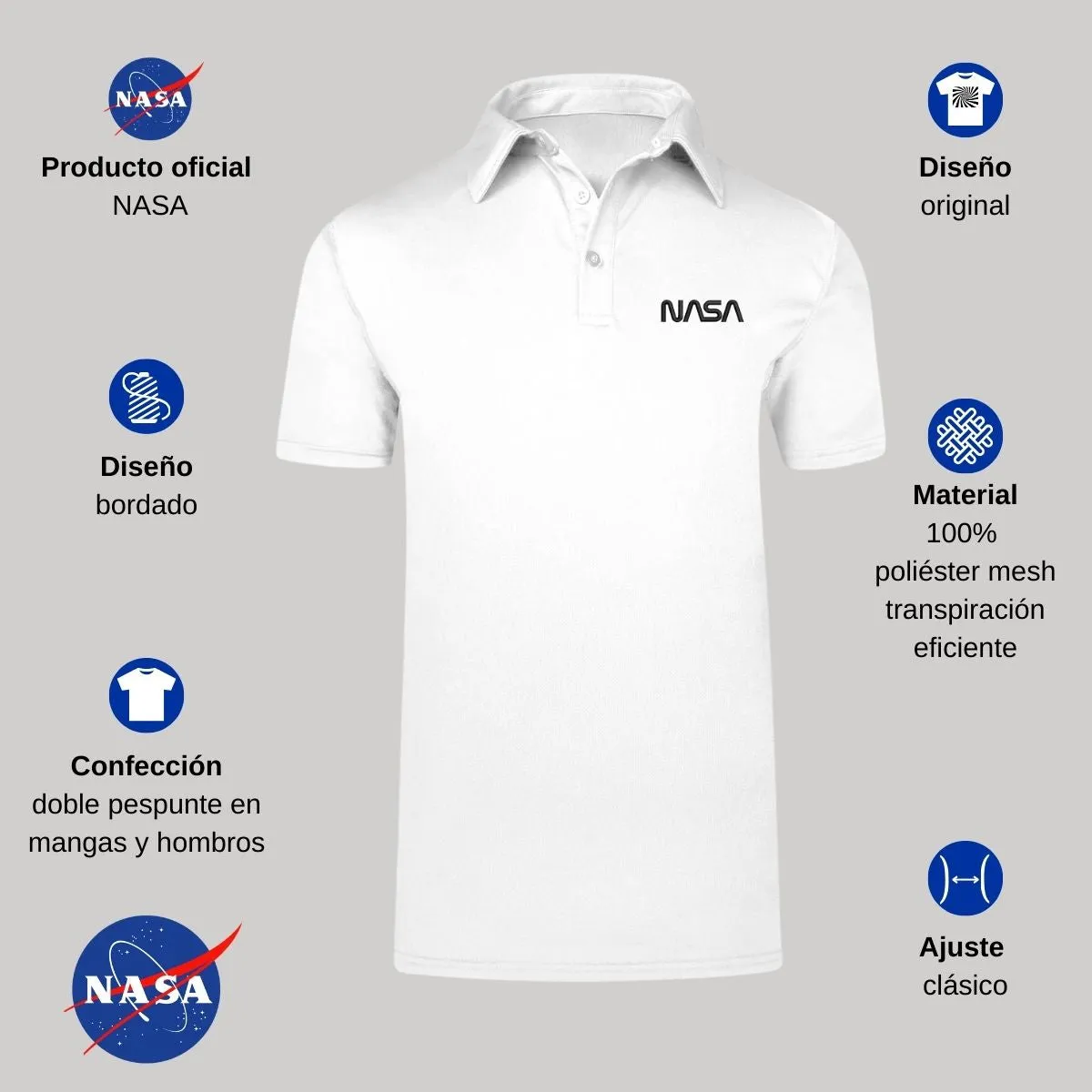 Playera Tipo Polo Hombre Nasa Worm Mono Bordado
