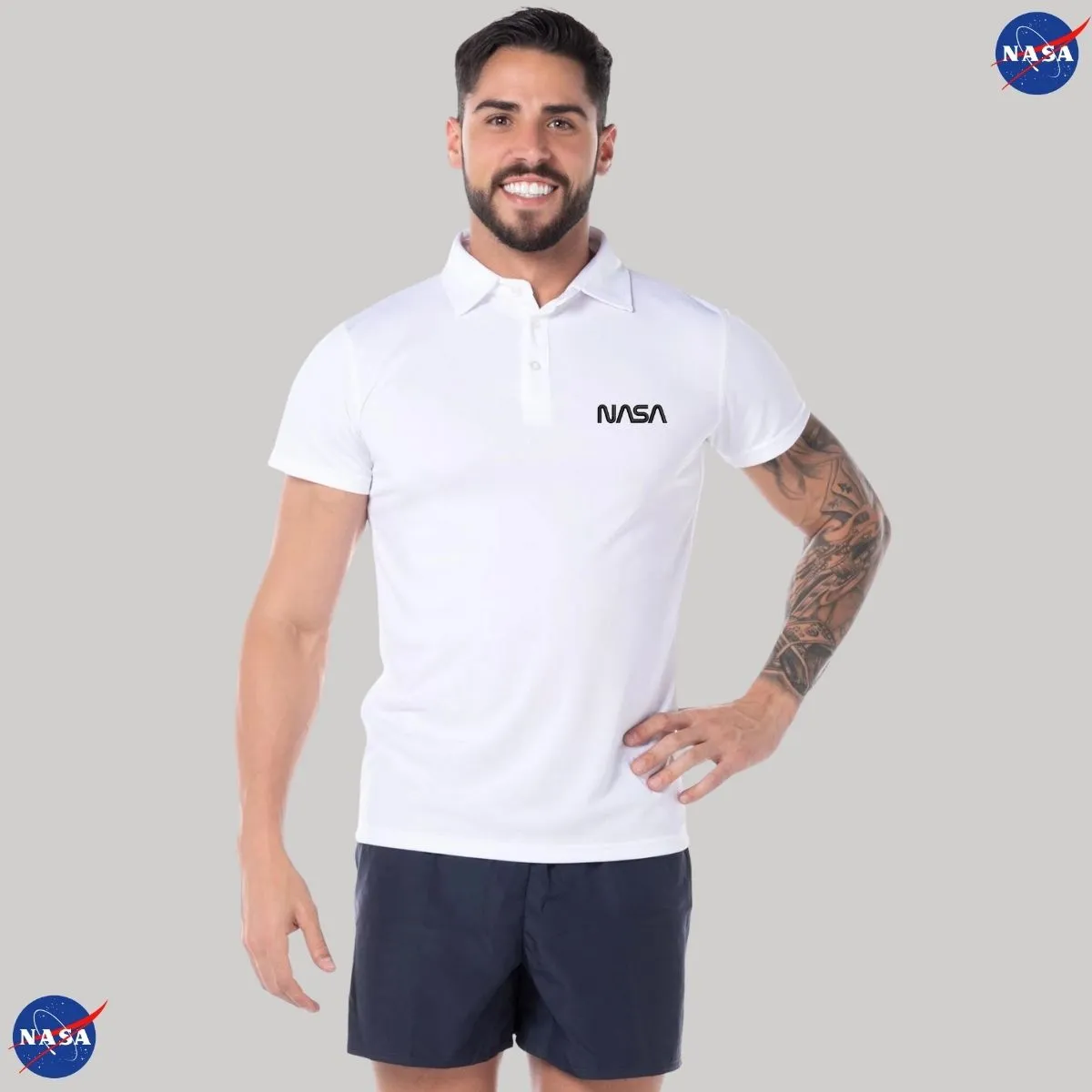 Playera Tipo Polo Hombre Nasa Worm Mono Bordado