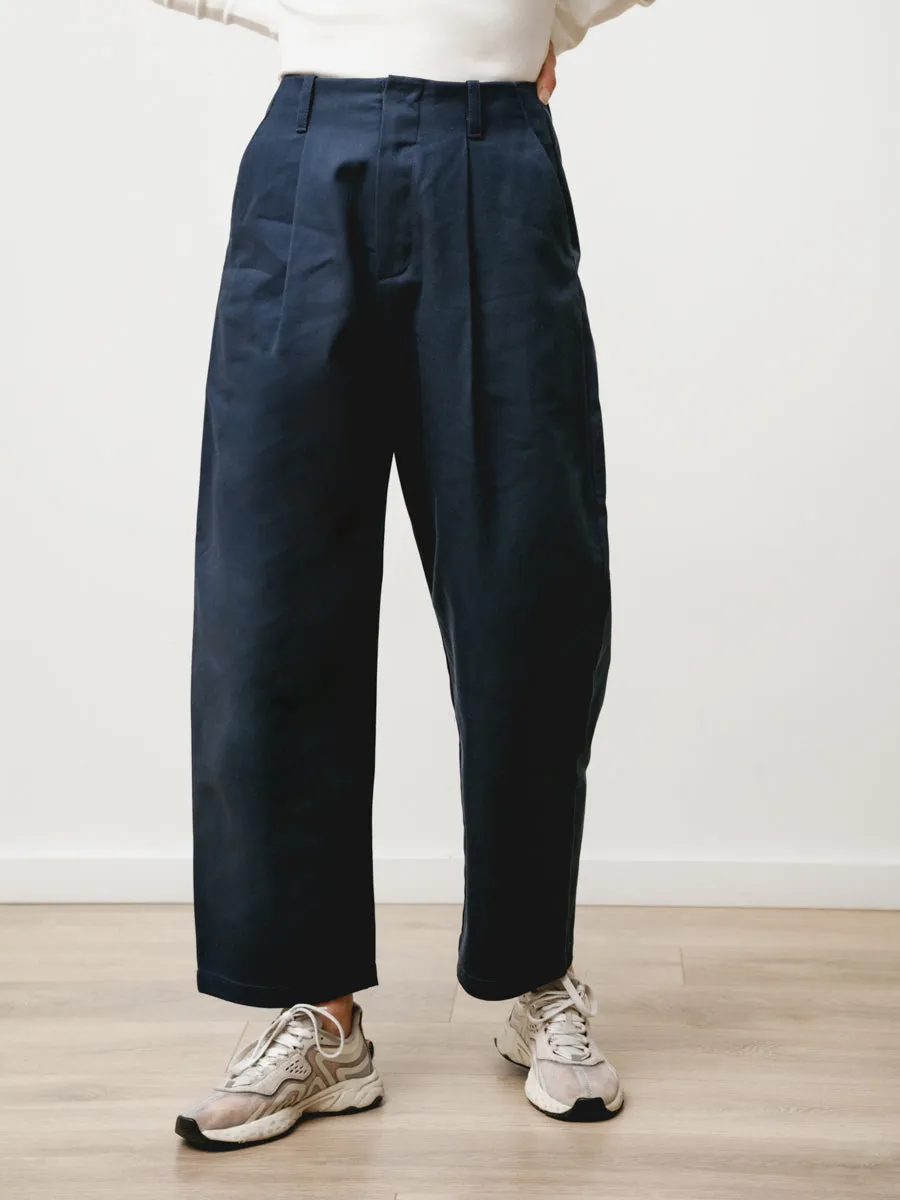 pleat trouser - canvas navy