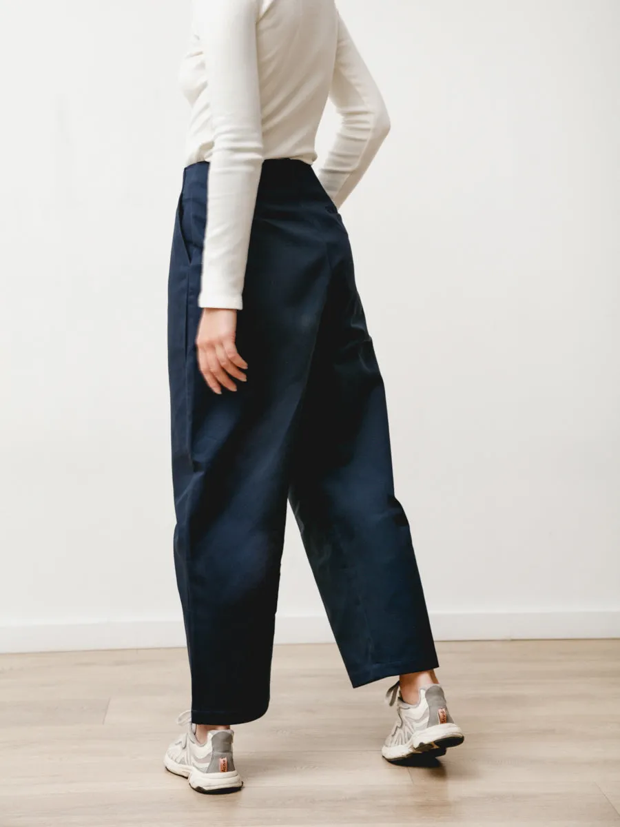 pleat trouser - canvas navy
