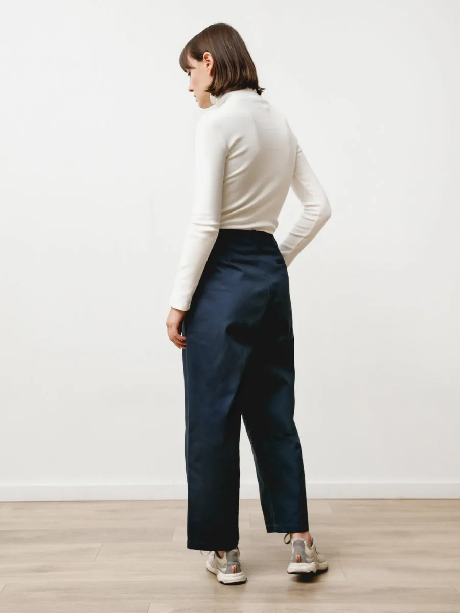 pleat trouser - canvas navy
