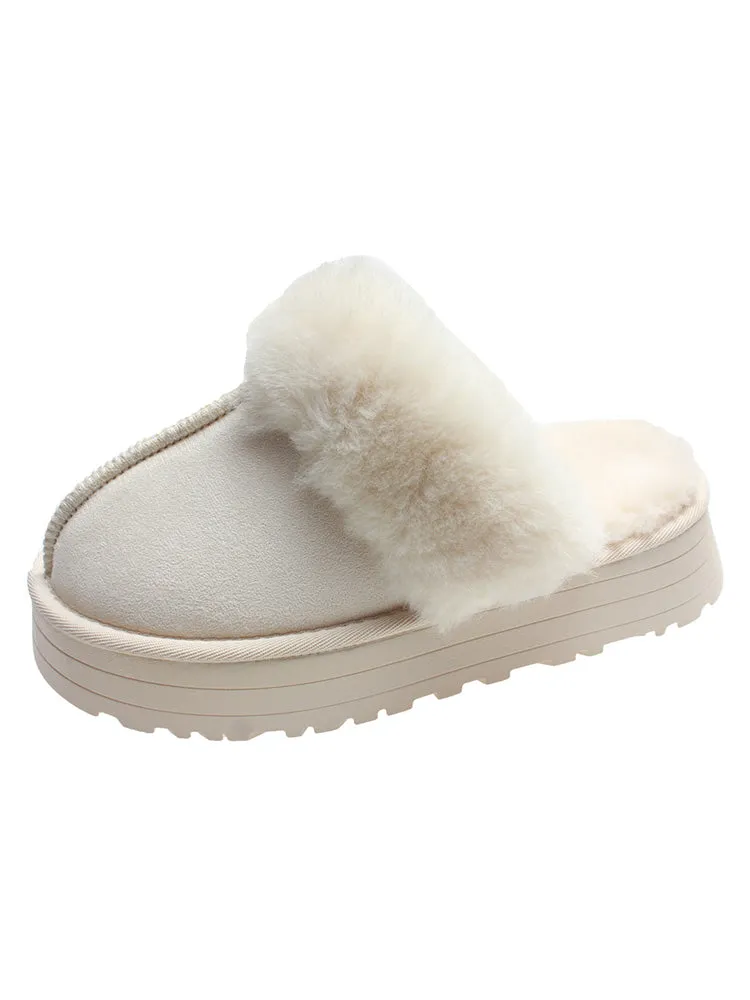 Plush Faux Suede Platform Slider