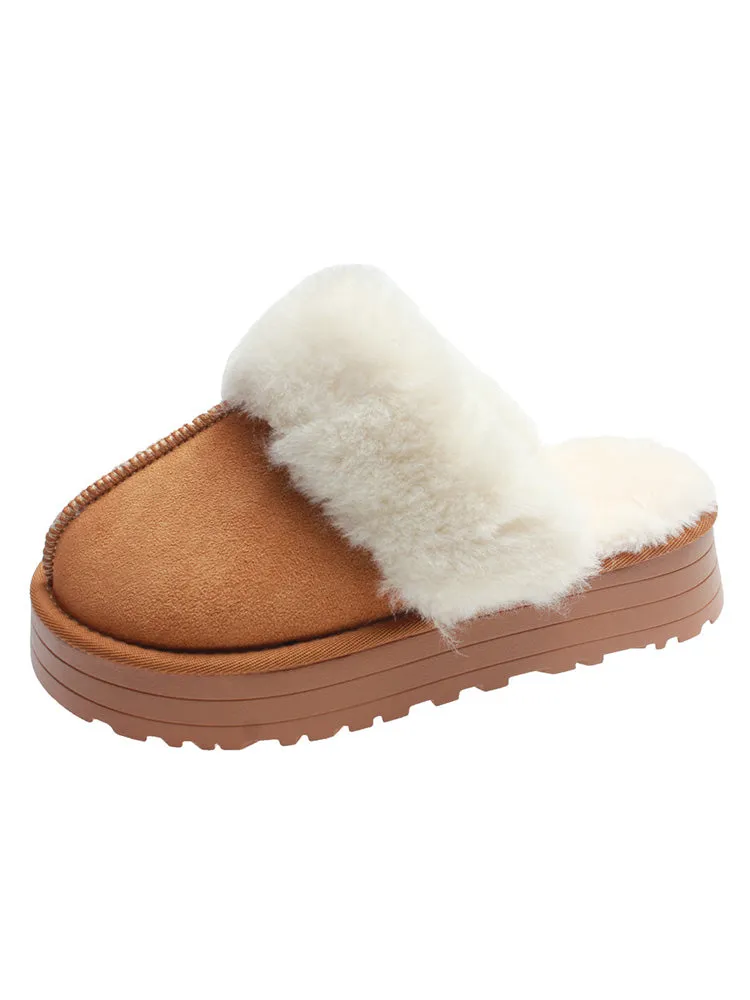 Plush Faux Suede Platform Slider