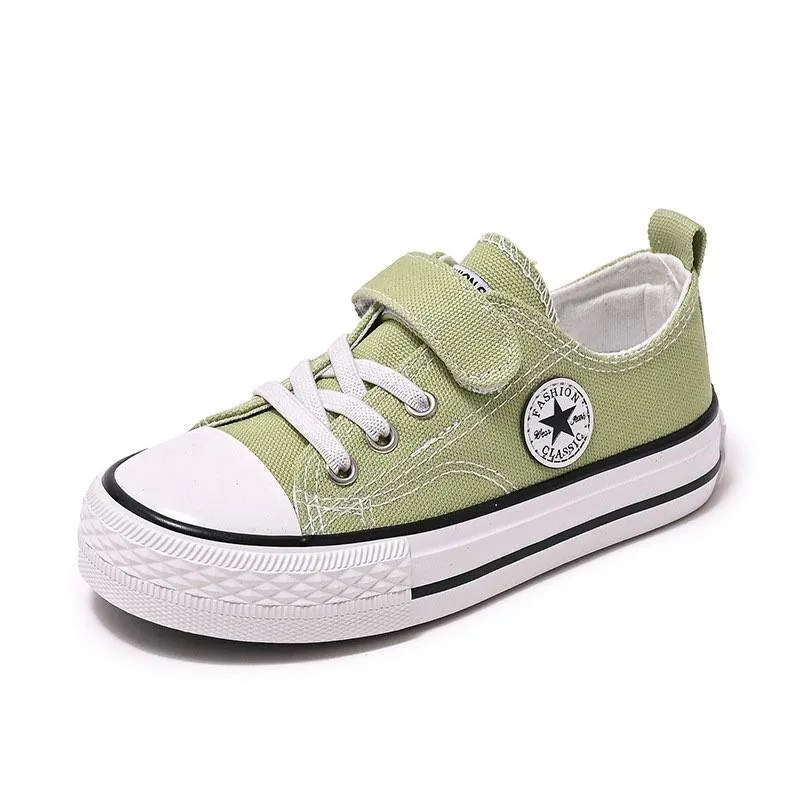PRE-ORDER Velcro-Closure Canvas Low Top Shoes (Sizes 25-28) - (6/7)