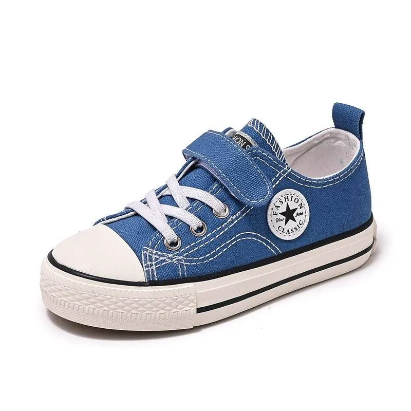 PRE-ORDER Velcro-Closure Canvas Low Top Shoes (Sizes 25-28) - (6/7)