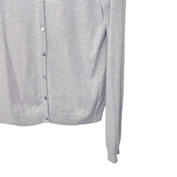 Pure Collection Cashmere Color Block Cardigan Sweater | Grey Blue | Size M