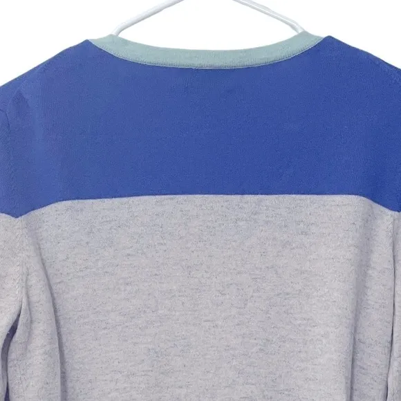 Pure Collection Cashmere Color Block Cardigan Sweater | Grey Blue | Size M