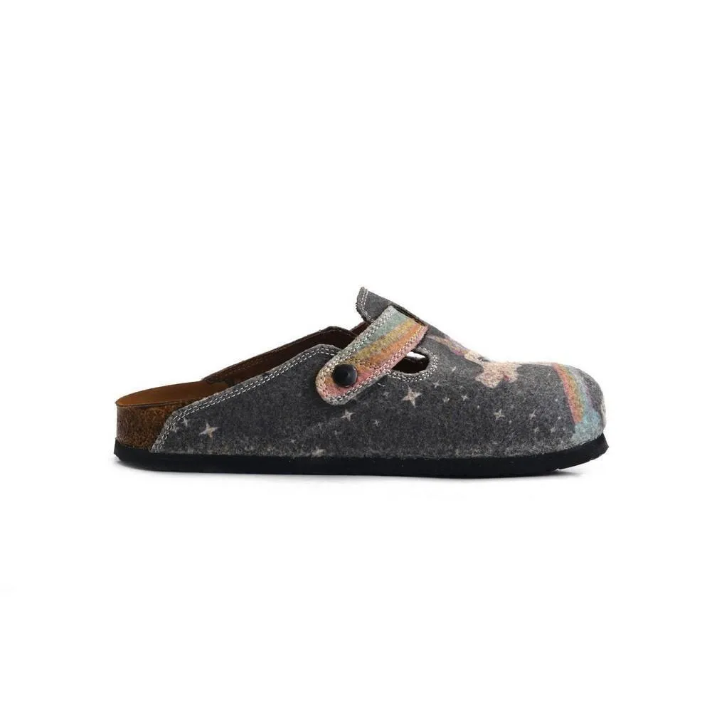 Rainbow and Black, Bright, Pink Unicorn Patterned Clogs - CAL1302