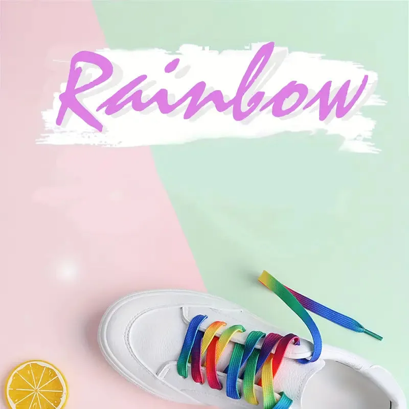 Rainbow Gradient Print Flat Canvas Shoe Laces (SL001)