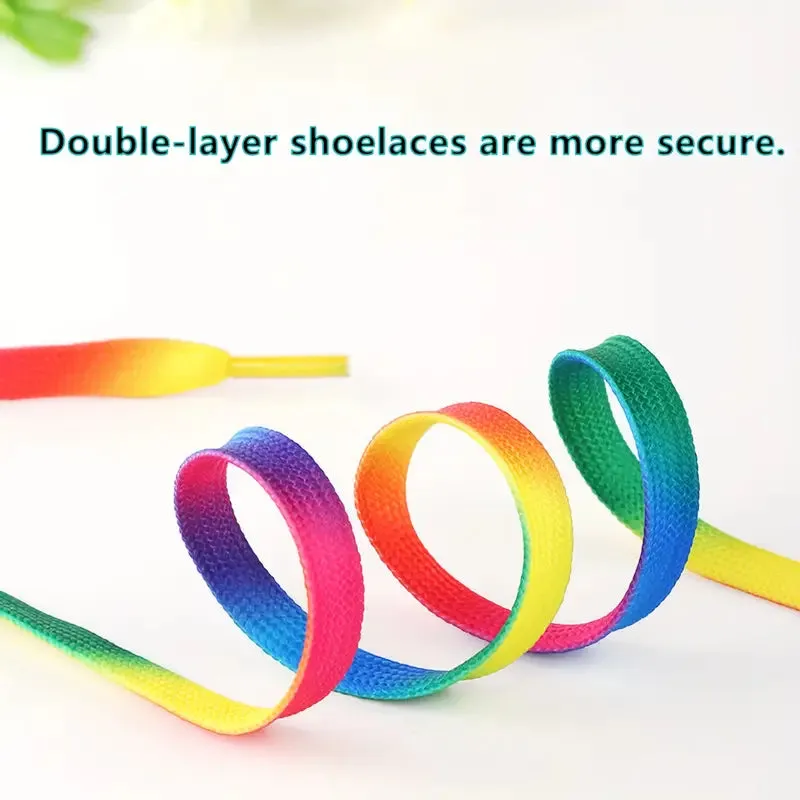 Rainbow Gradient Print Flat Canvas Shoe Laces (SL001)