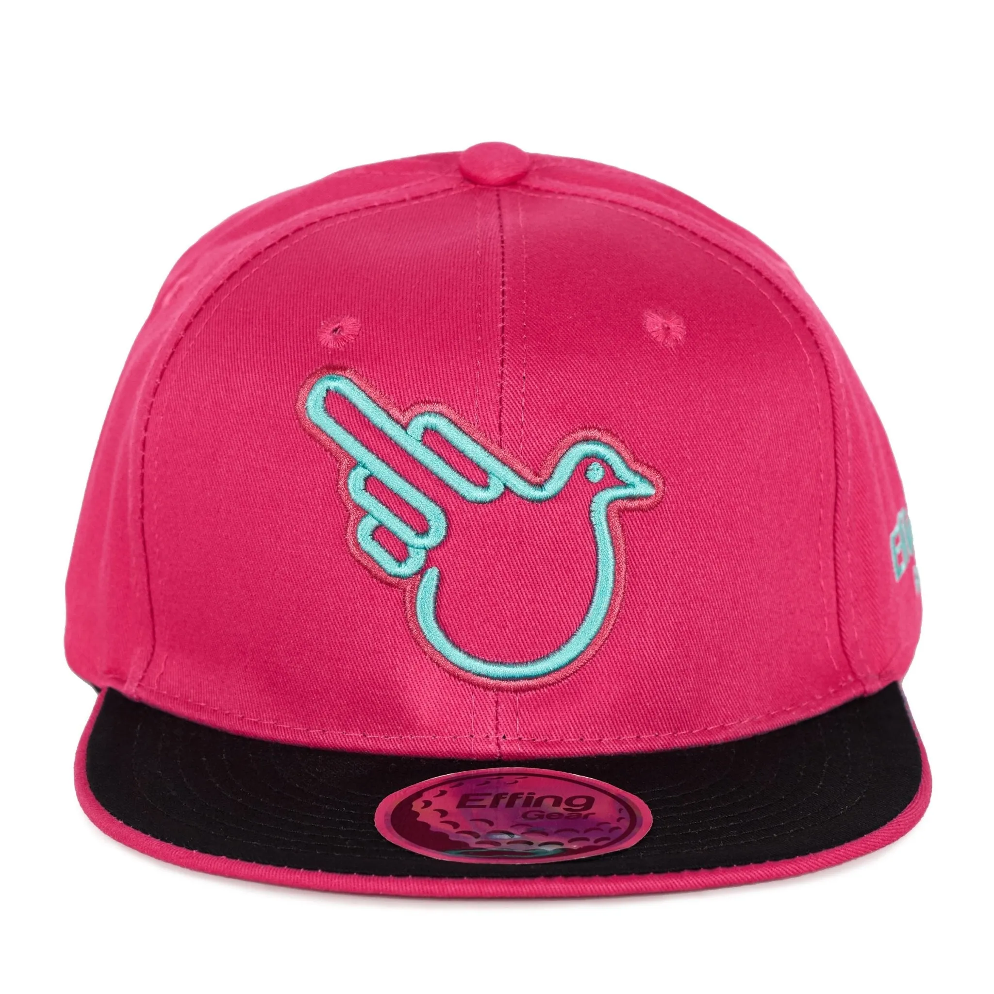 Raspberry Flat Bill Snapback W/ Blue Bird