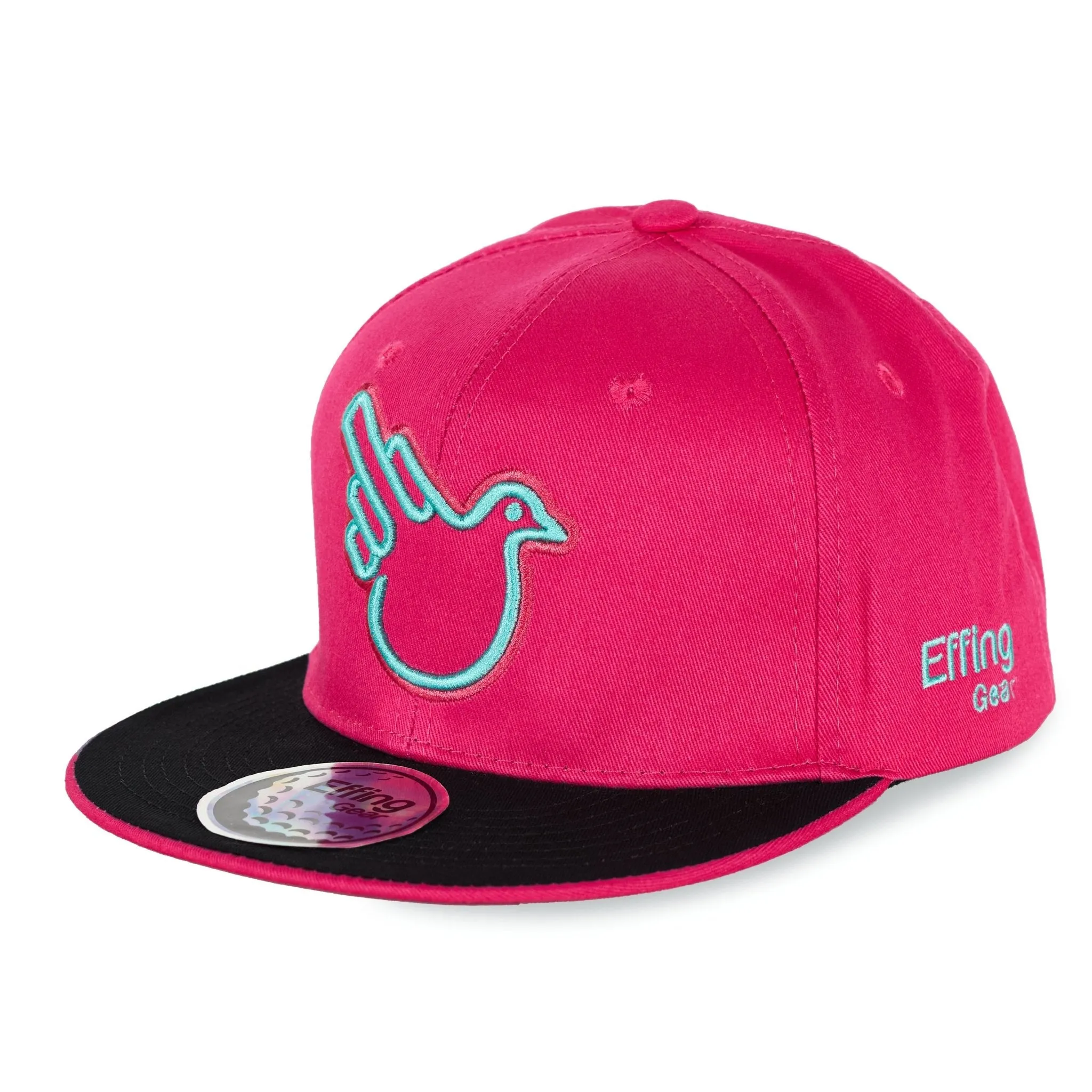 Raspberry Flat Bill Snapback W/ Blue Bird