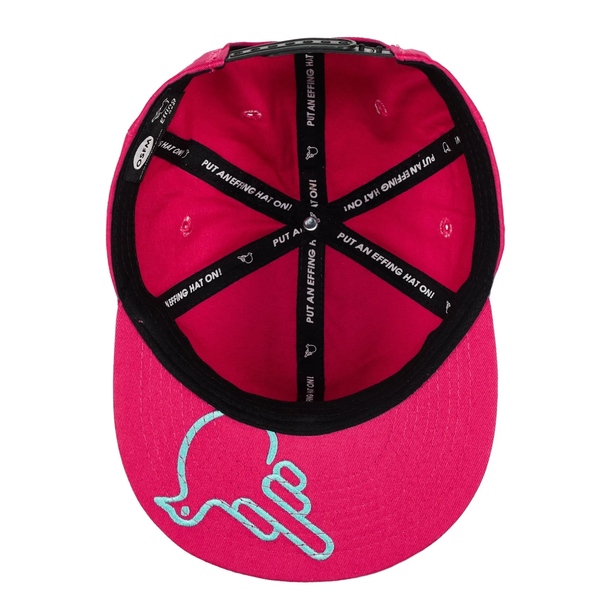 Raspberry Flat Bill Snapback W/ Blue Bird