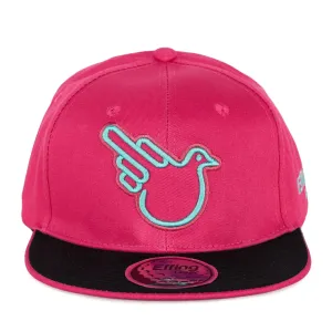 Raspberry Flat Bill Snapback W/ Blue Bird