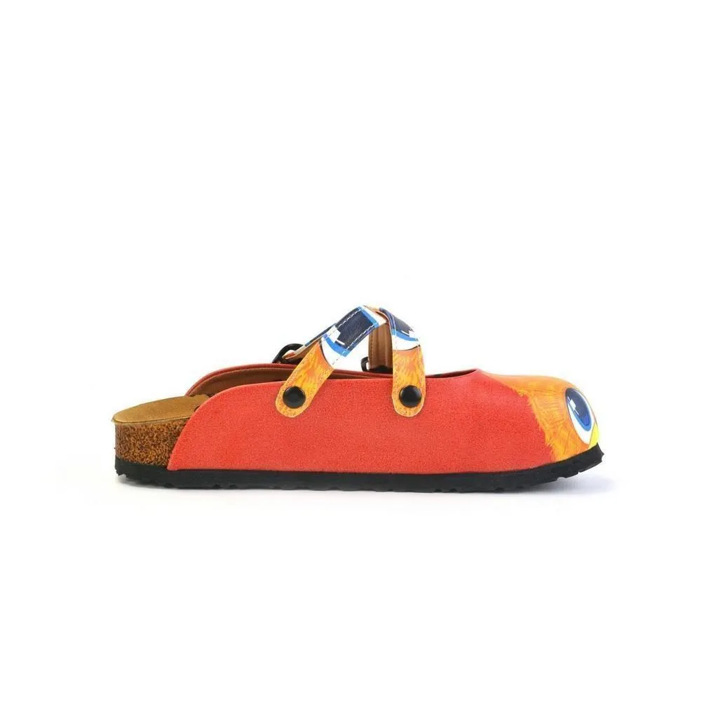 Red and Orange Colored Cute Cat Patterned Clogs - WCAL169
