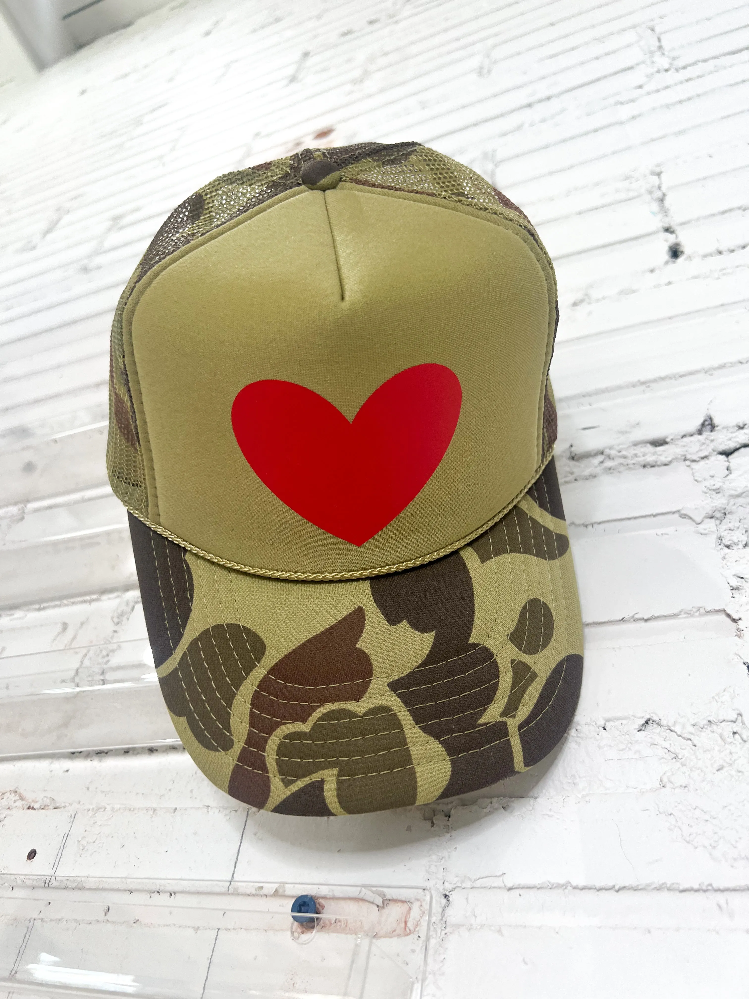 Red Heart Camo Trucker Hat