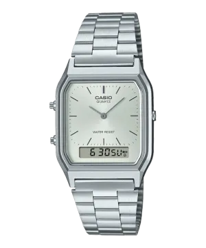 Reloj Vintage casual correa de Acero inoxidable AQ-230A-7A