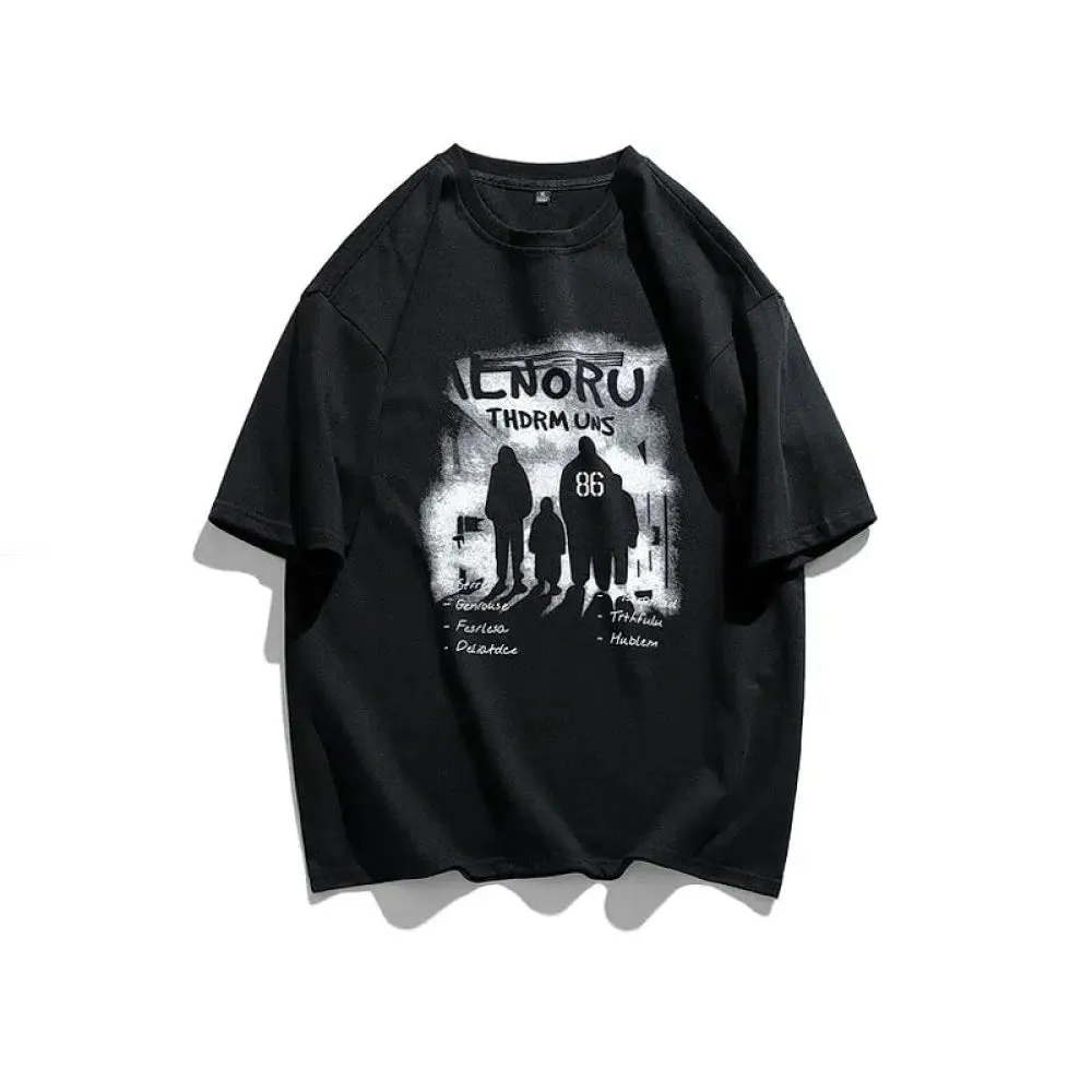 Retro Graffiti Printed Casual T-Shirt