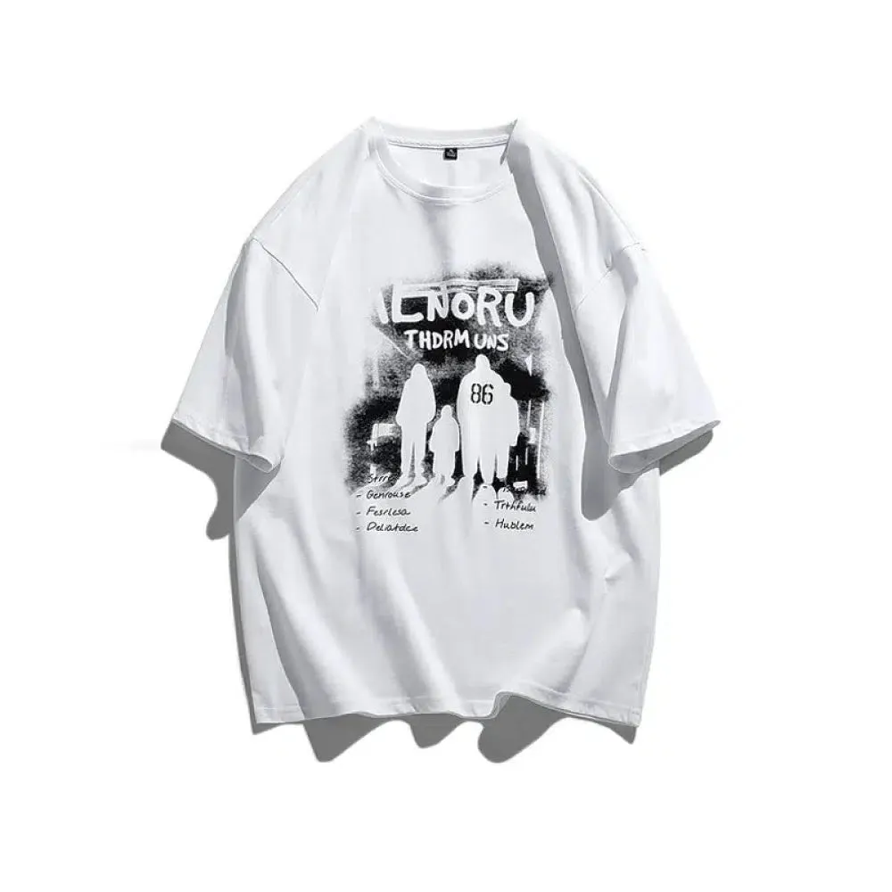 Retro Graffiti Printed Casual T-Shirt