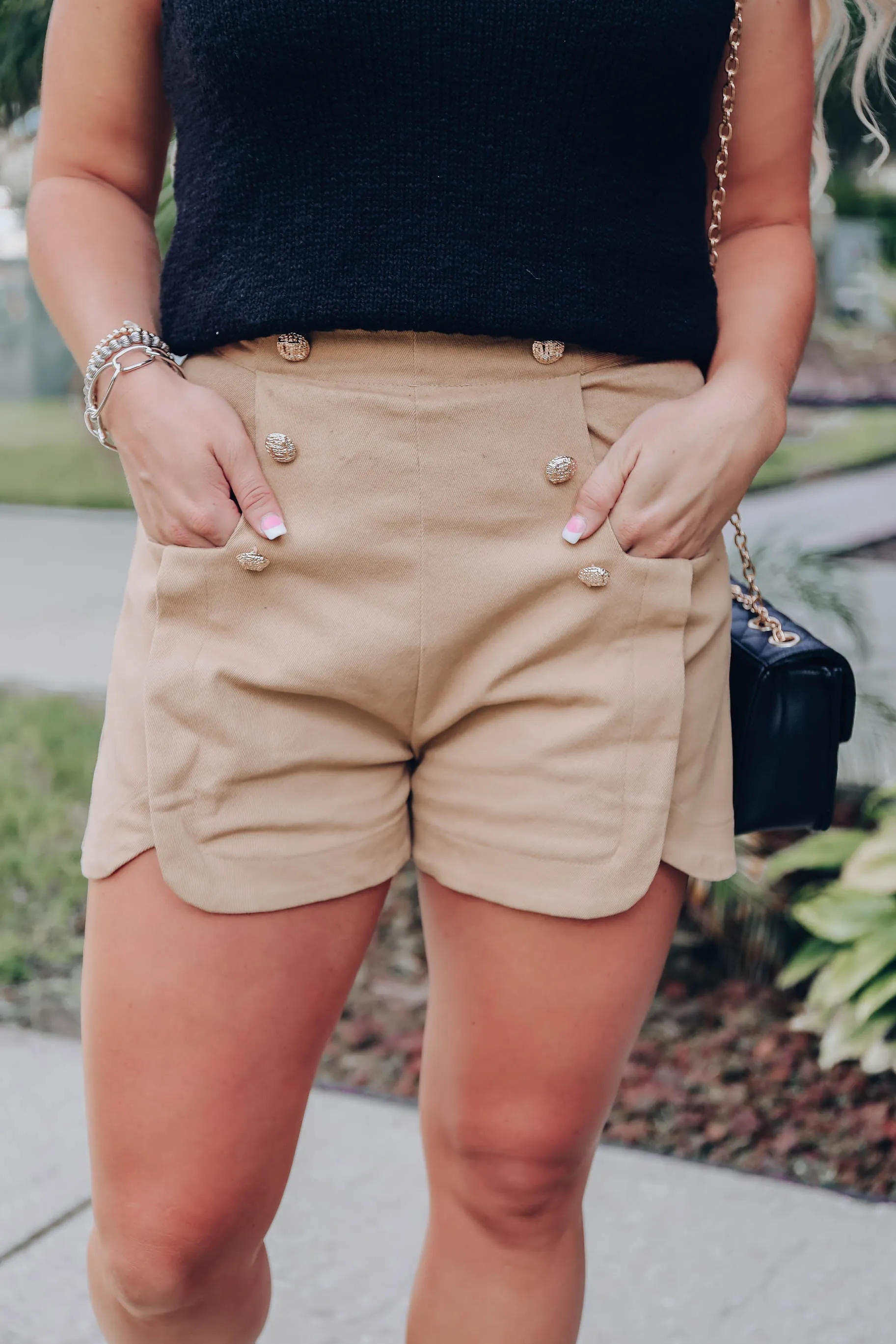 Retro Nautical Shorts - Camel