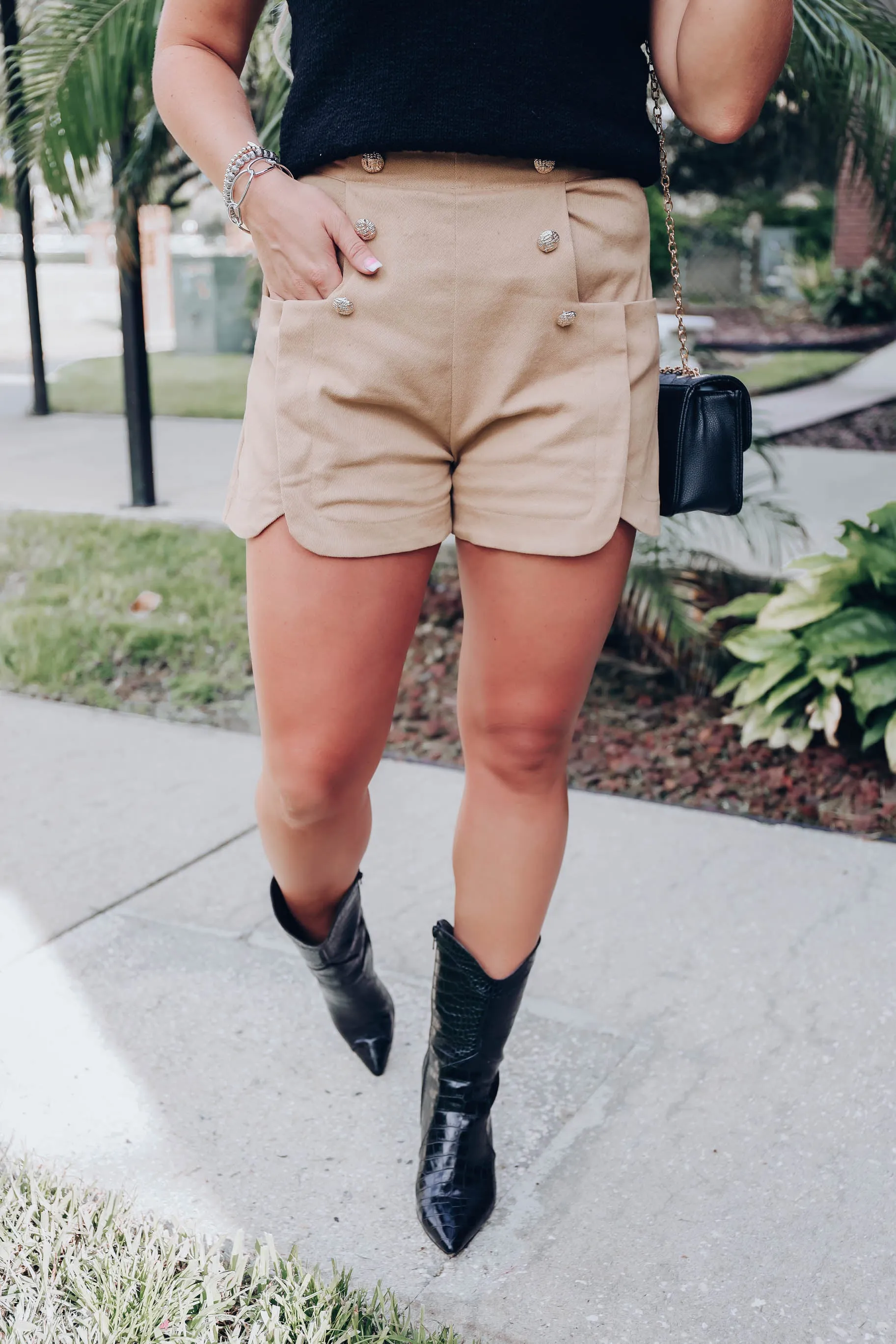 Retro Nautical Shorts - Camel