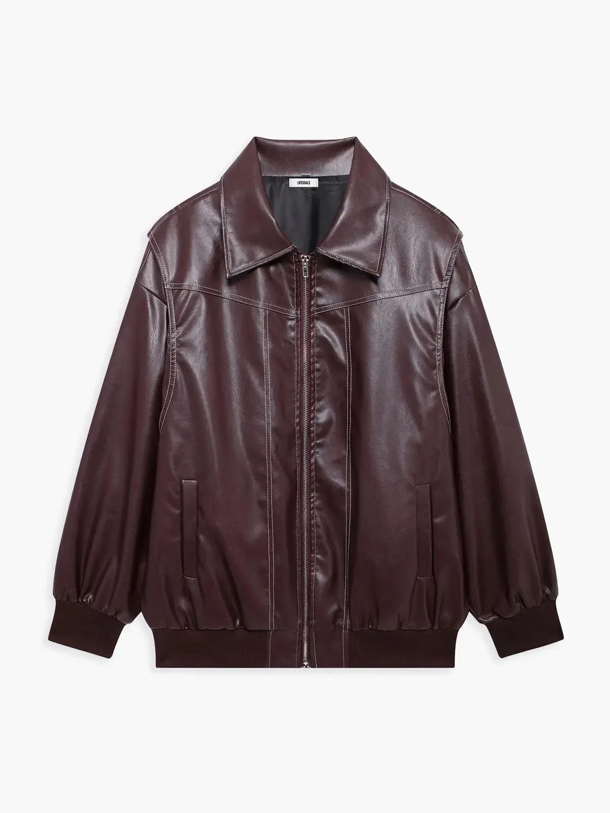 Retro Oversized Faux Leather Bomber