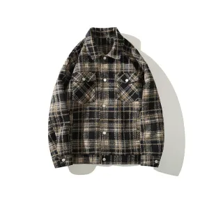 Retro Plaid Casual Lapel Shirt Jacket