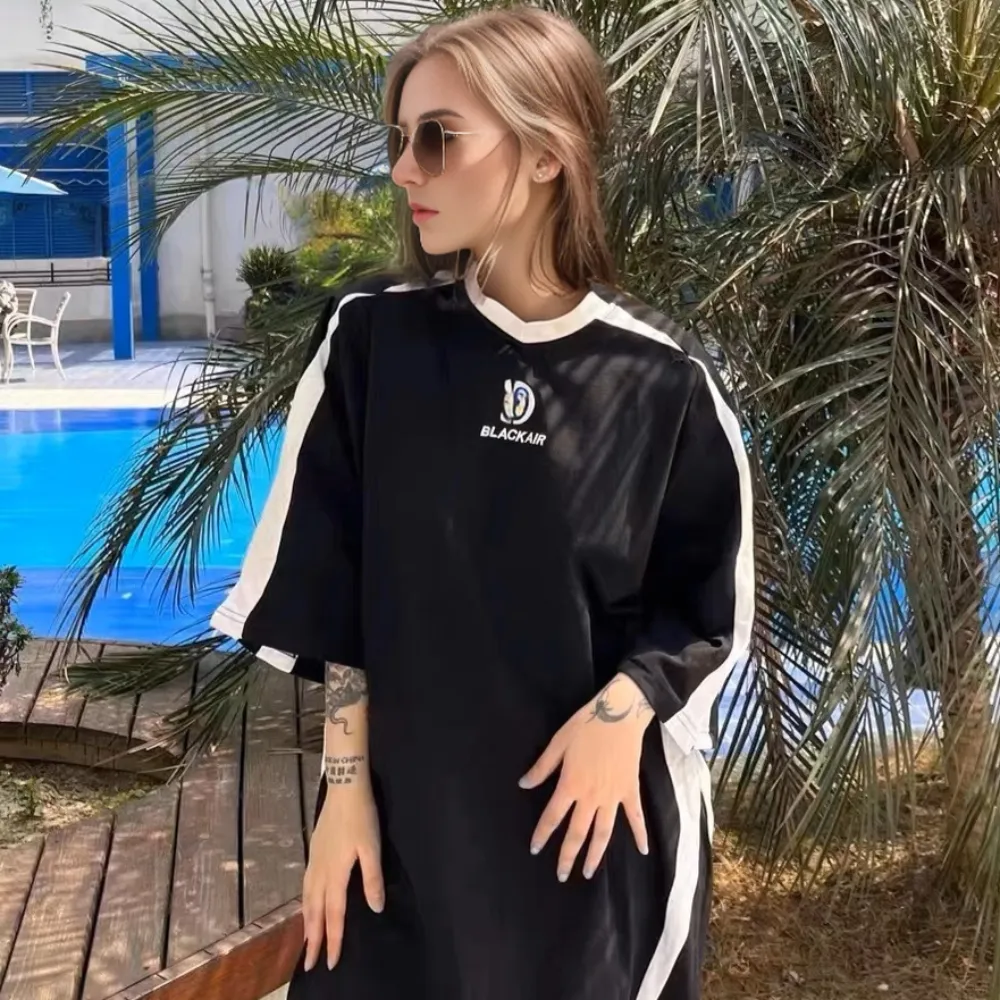 Retro Raglan Black And White Contrast T-shirt