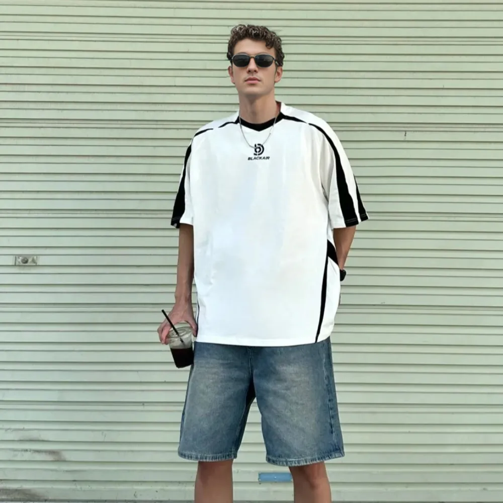 Retro Raglan Black And White Contrast T-shirt