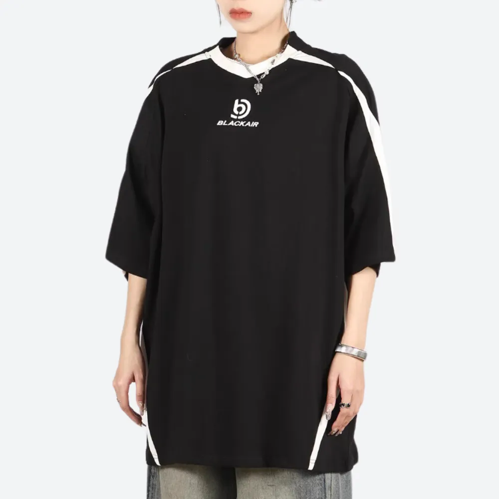 Retro Raglan Black And White Contrast T-shirt