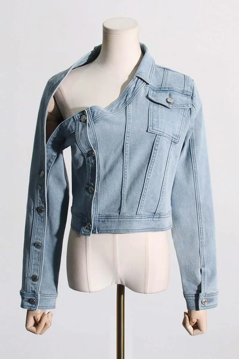 Retro Washed Old Off-shoulder Denim shirt