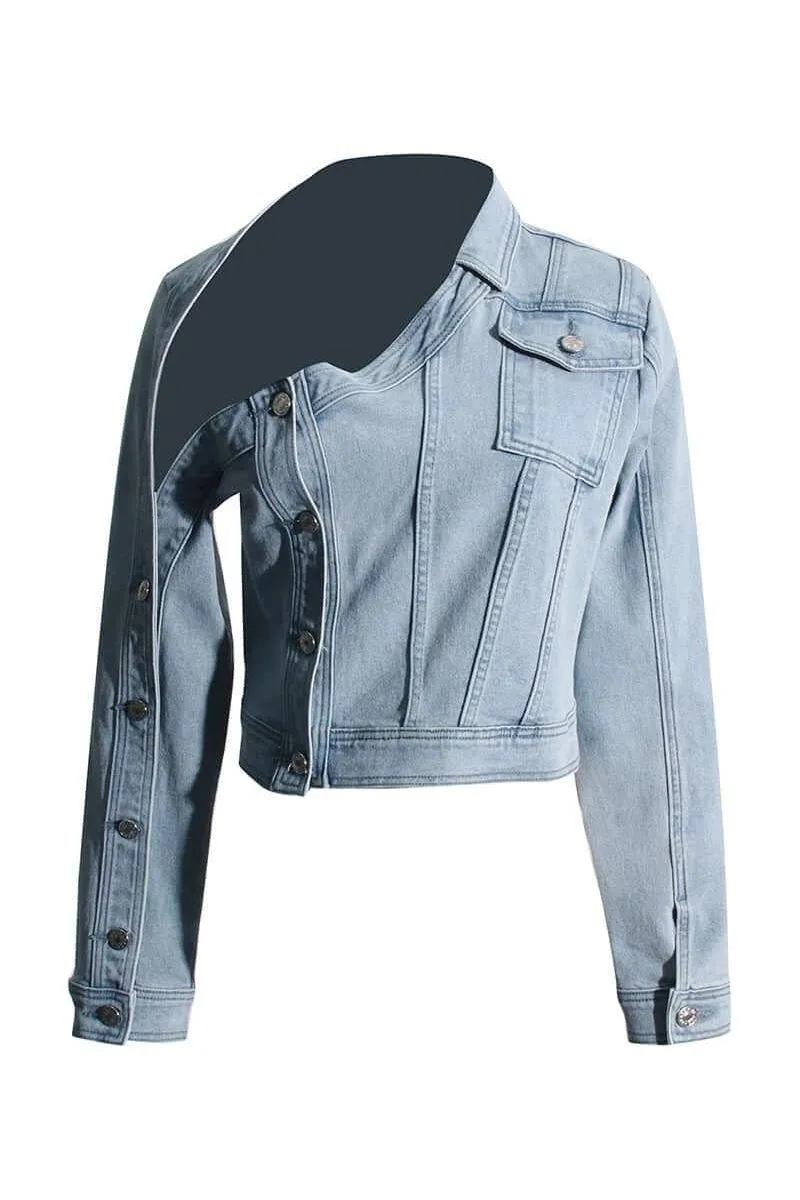 Retro Washed Old Off-shoulder Denim shirt