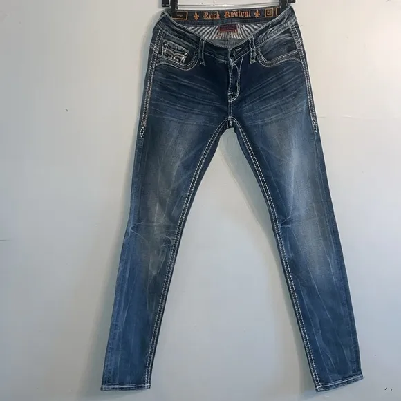 Rock Revival Kailyn Embellished Denim Jeans Size 28