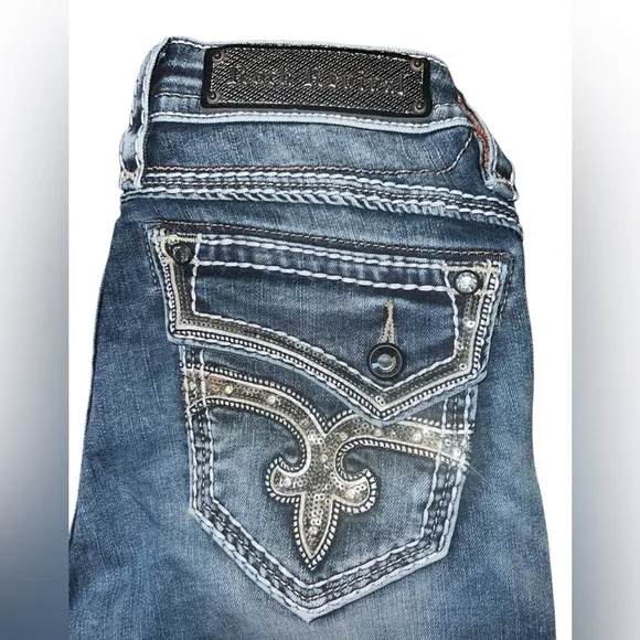 Rock Revival Kailyn Embellished Denim Jeans Size 28
