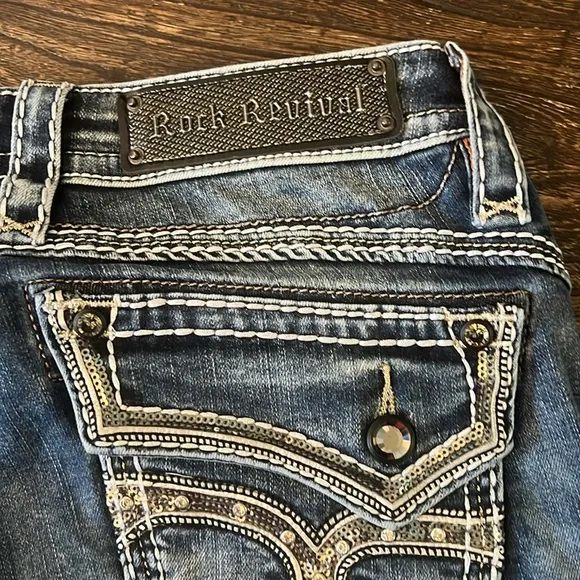 Rock Revival Kailyn Embellished Denim Jeans Size 28