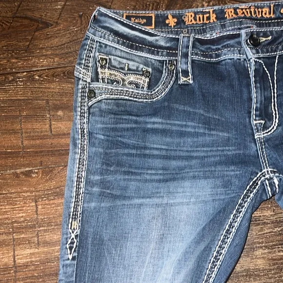 Rock Revival Kailyn Embellished Denim Jeans Size 28